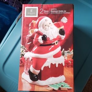 🆕️ Gibson Santa Cookie Jar 2 Piece Stoneware New